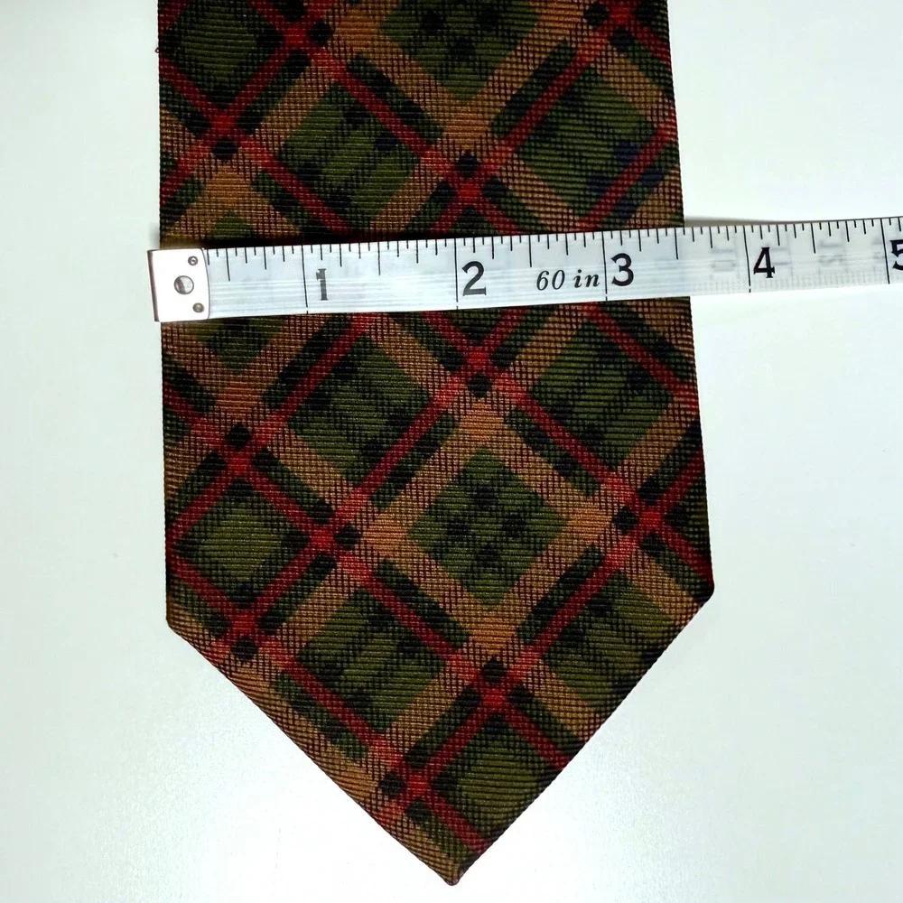 Brooks Brothers Tie Mens Green Red Plaid Silk Classic Handmade USA Makers